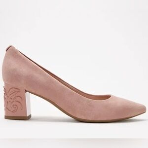 Taryn Rose Marigold Dusty Pink Suede Leather Heels,Size-10